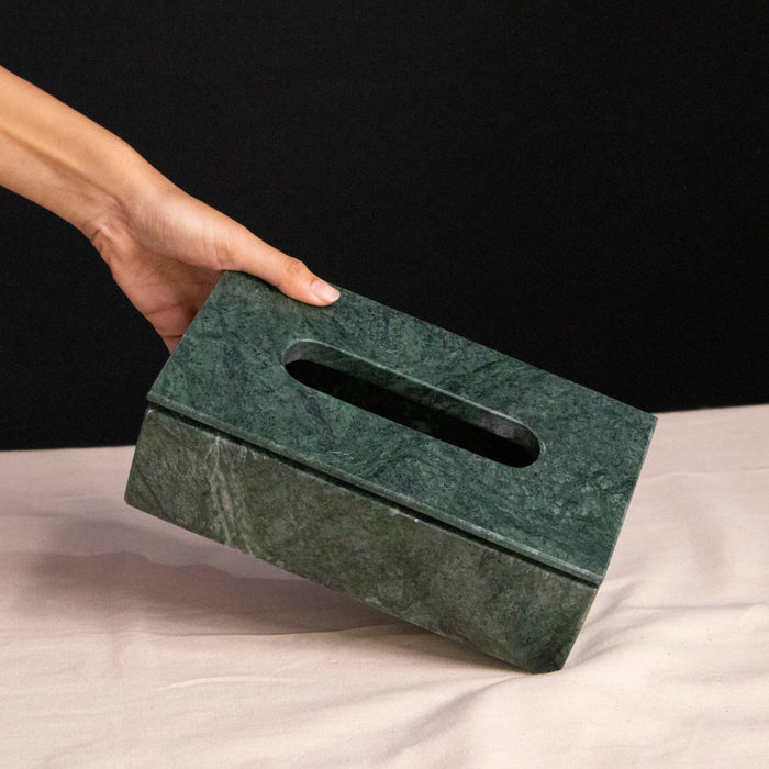 Marble Tissue Box (Green) - Handicraft Bazaar