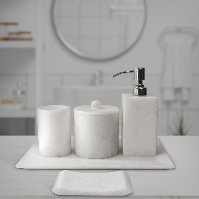 Marble Bathroom Set White - Handicraft Bazaar