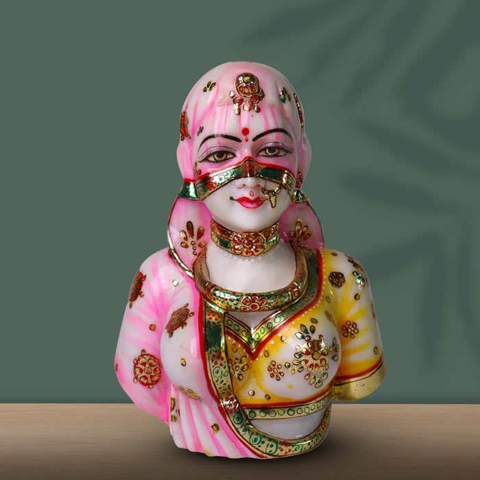 Bani Thani, 12 Inch, White Marble Statue - Handicraft Bazaar
