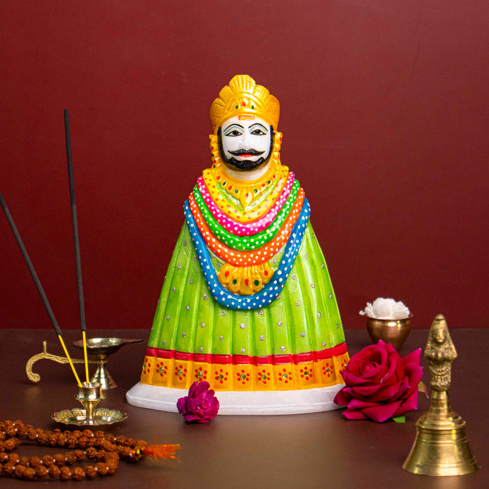 Lord Khatu Shyam, White Marble Statue - Handicraft Bazaar