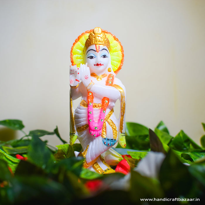 Lord Krishna, White Marble Statue - Handicraft Bazaar