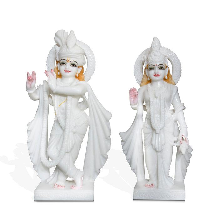 Radha Krishna, 18 Inch, White Marble Statue - Handicraft Bazaar