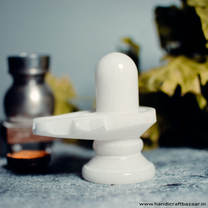 Marble Shivling White - Handicraft Bazaar