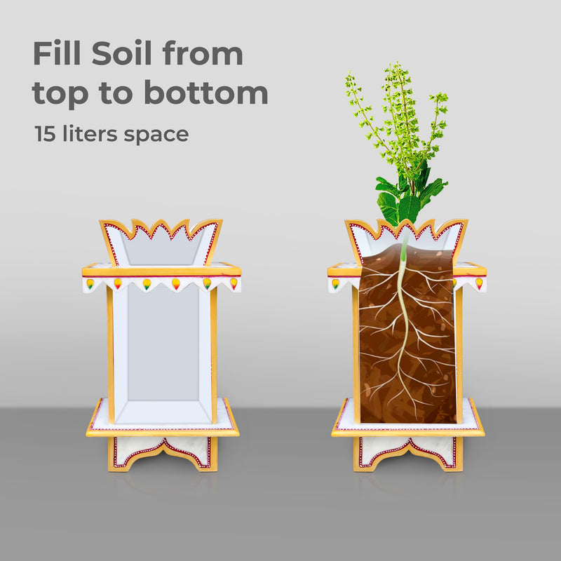 Marble Tulsi Pot, Traditional Painting - Handicraft Bazaar