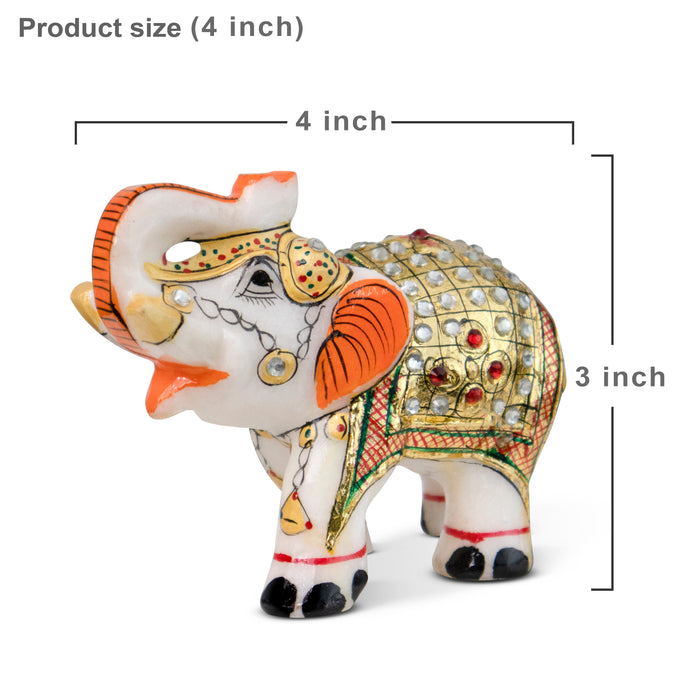 Marble Handpainted Elephant Pair