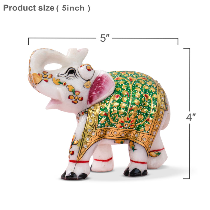 Marble Handpainted Elephant Pair