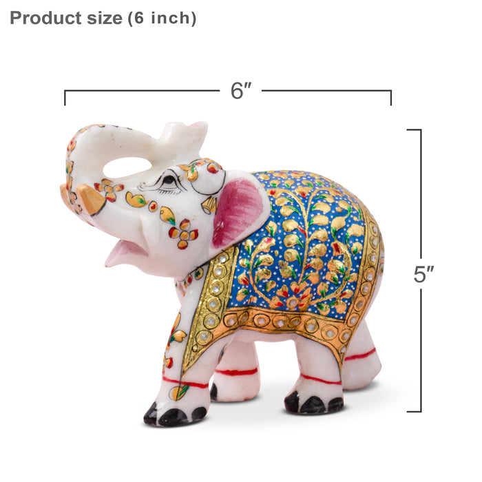 Marble Handpainted Elephant Pair