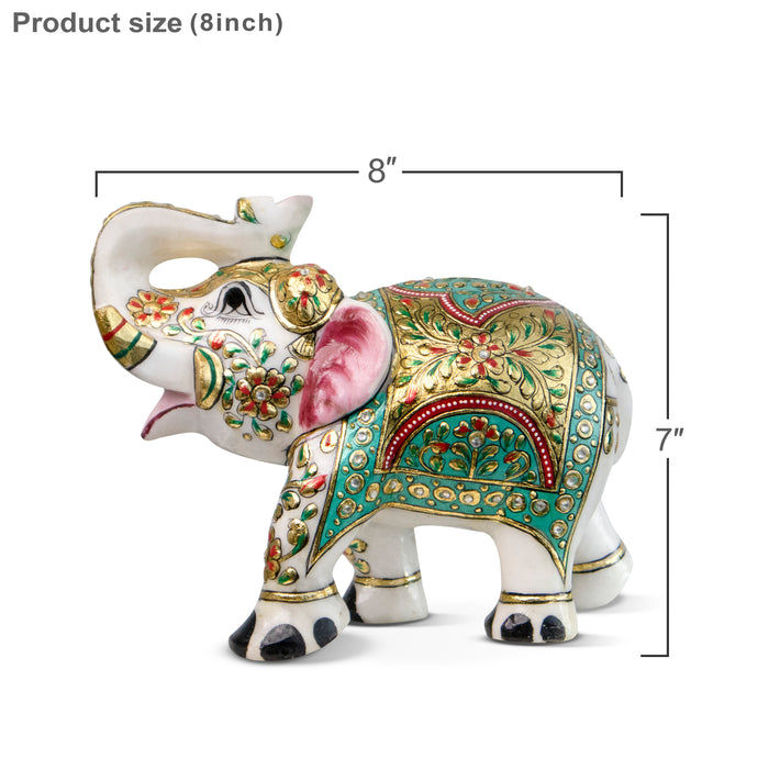 Marble Handpainted Elephant Pair