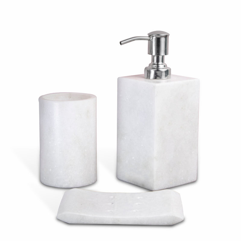 Marble Bathroom Set White - Handicraft Bazaar