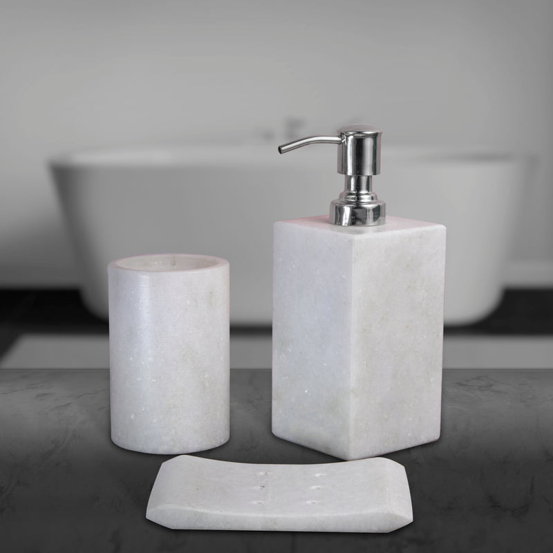 Marble Bathroom Set White - Handicraft Bazaar