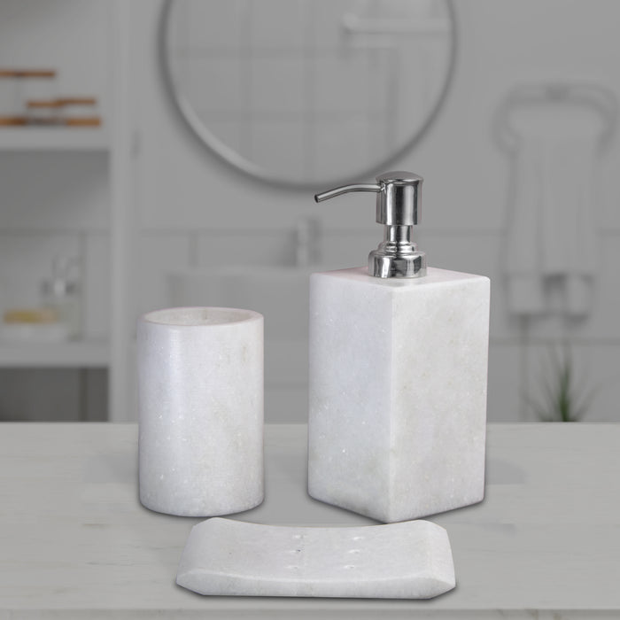 Marble Bathroom Set White - Handicraft Bazaar