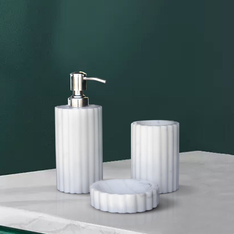 Marble Bathroom Set (Fluted) - Handicraft Bazaar