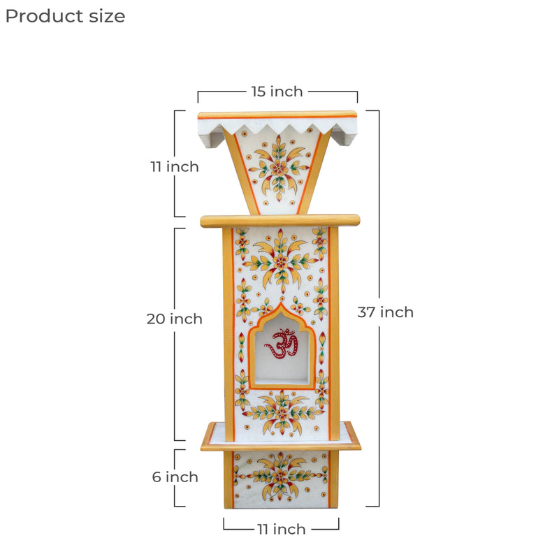 Marble Tulsi Pot, Traditional Painting (Large) - Handicraft Bazaar
