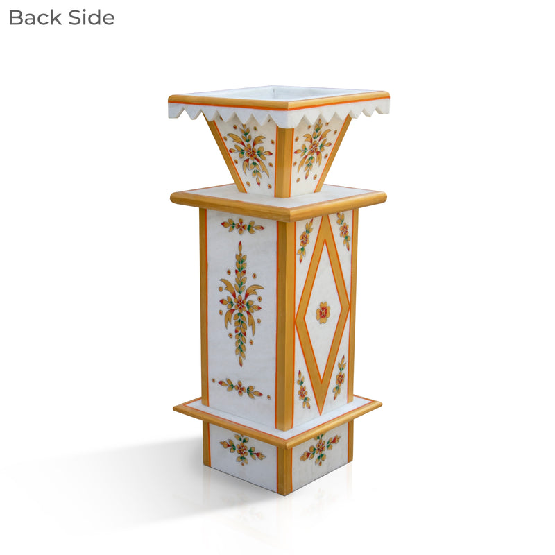 Marble Tulsi Pot, Traditional Painting (Large) - Handicraft Bazaar