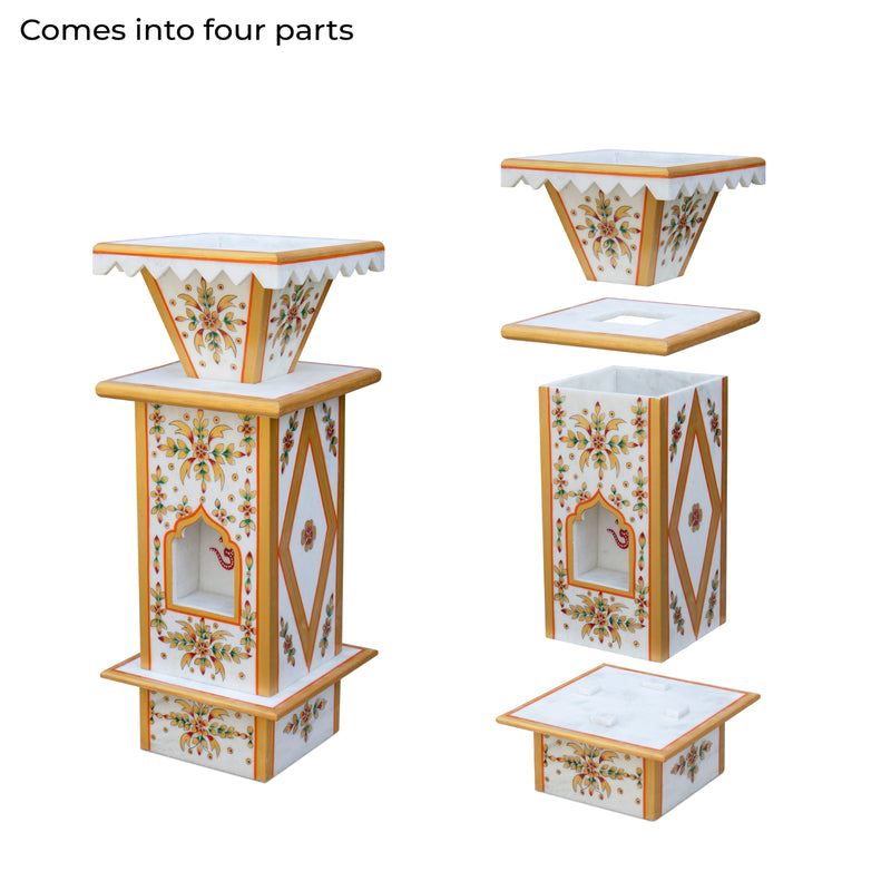 Marble Tulsi Pot, Traditional Painting (Large) - Handicraft Bazaar