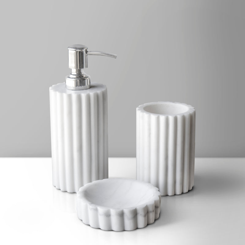 Marble Bathroom Set (Fluted) - Handicraft Bazaar
