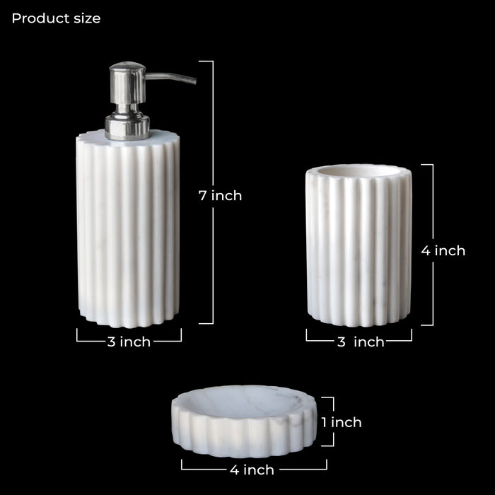 Marble Bathroom Set (Fluted) - Handicraft Bazaar