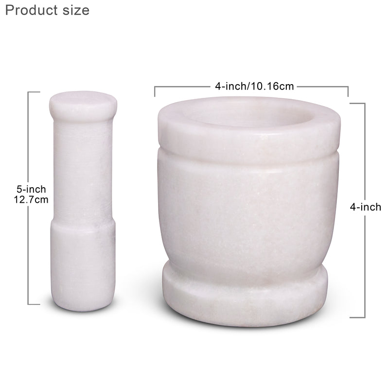 Mortar and Pestle, Imam Dasta White Marble - Handicraft Bazaar