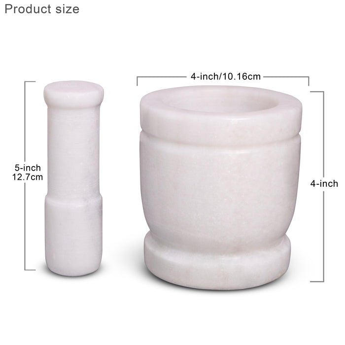 Mortar and Pestle, White Marble - Handicraft Bazaar