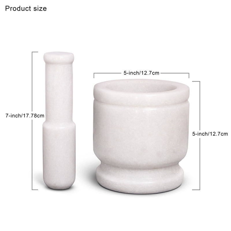Mortar and Pestle, Imam Dasta White Marble - Handicraft Bazaar