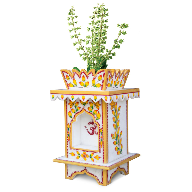 Marble Tulsi Pot, Traditional Painting - Handicraft Bazaar