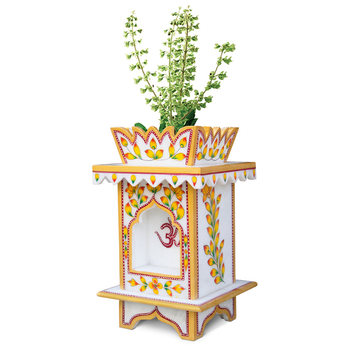 Marble Tulsi Pot, Traditional Painting - Handicraft Bazaar