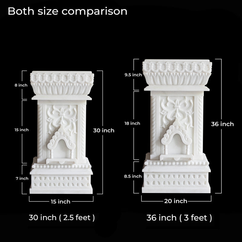 Marble Tulsi Pot, White Marble Carving - Handicraft Bazaar