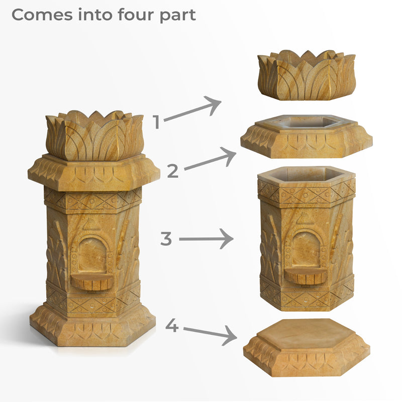 Sandstone Tulsi Pot(Small)  - Handicraft Bazaar