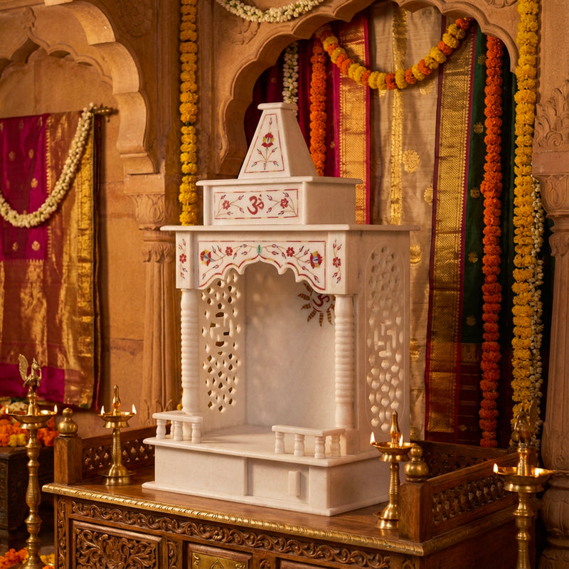 Marble Temple Red Inlay - Handicraft Bazaar