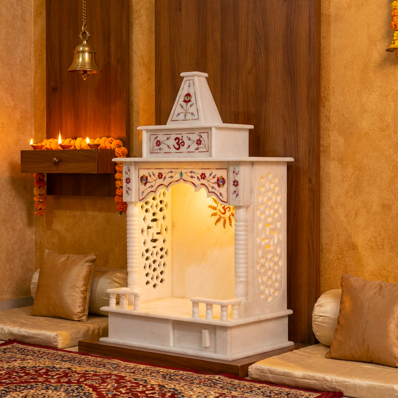 Marble Temple Red Inlay - Handicraft Bazaar