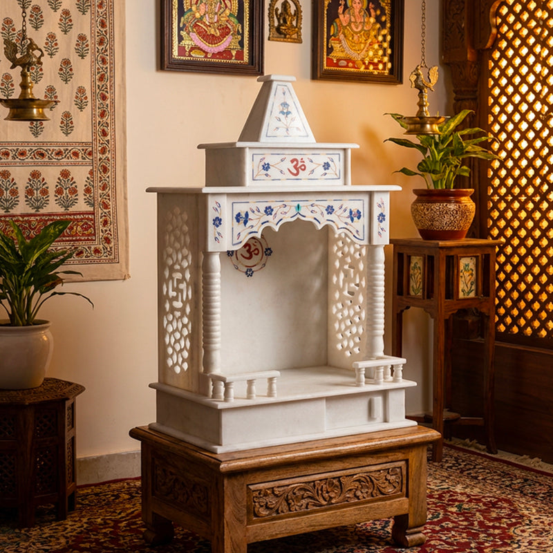 Marble Temple Blue Inlay - Handicraft Bazaar