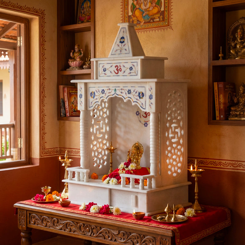 Marble Temple Blue Inlay - Handicraft Bazaar