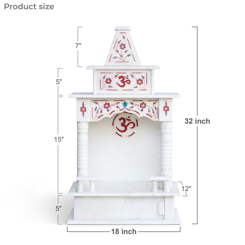 Marble Temple Red Inlay(18 inches) - Handicraft Bazaar