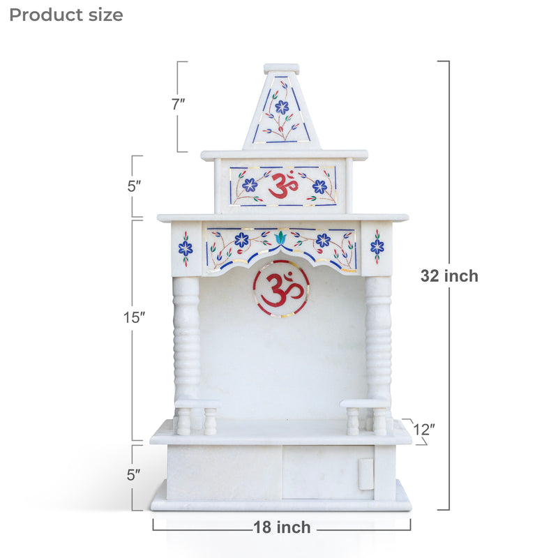 Marble Temple Blue Inlay(18 inches) - Handicraft Bazaar