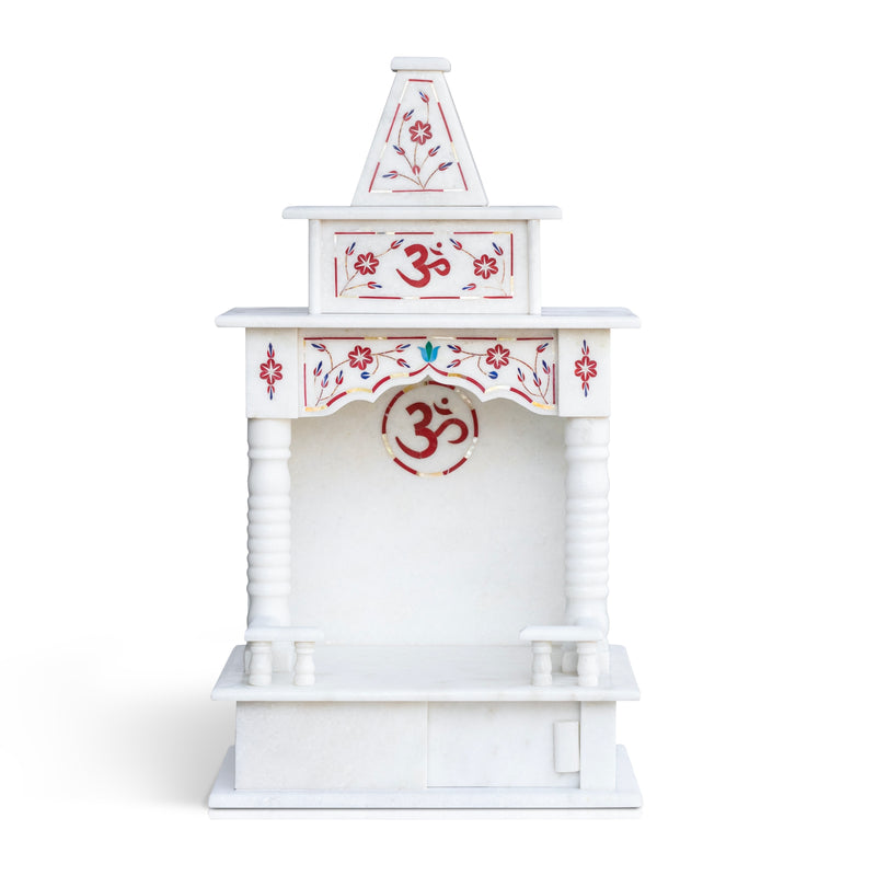Marble Temple Red Inlay(18 inches) - Handicraft Bazaar