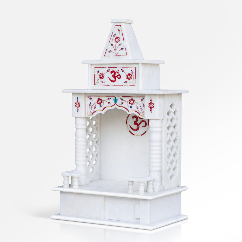 Marble Temple Red Inlay(18 inches) - Handicraft Bazaar