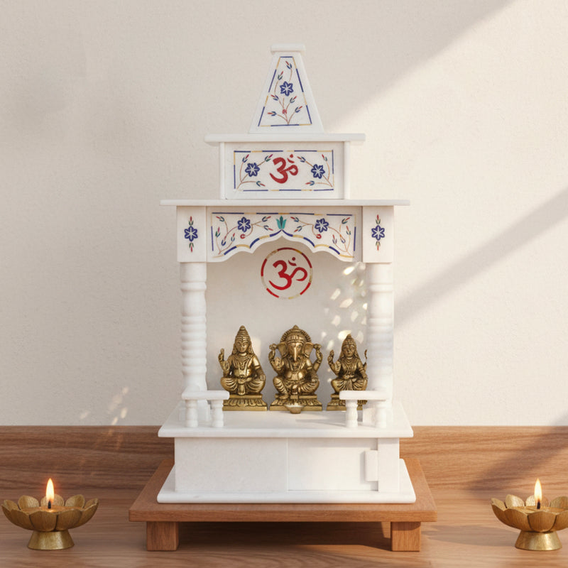 Marble Temple Blue Inlay(18 inches) - Handicraft Bazaar