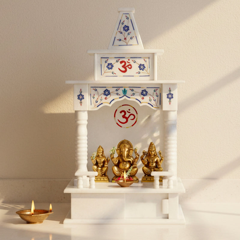 Marble Temple Blue Inlay(18 inches) - Handicraft Bazaar