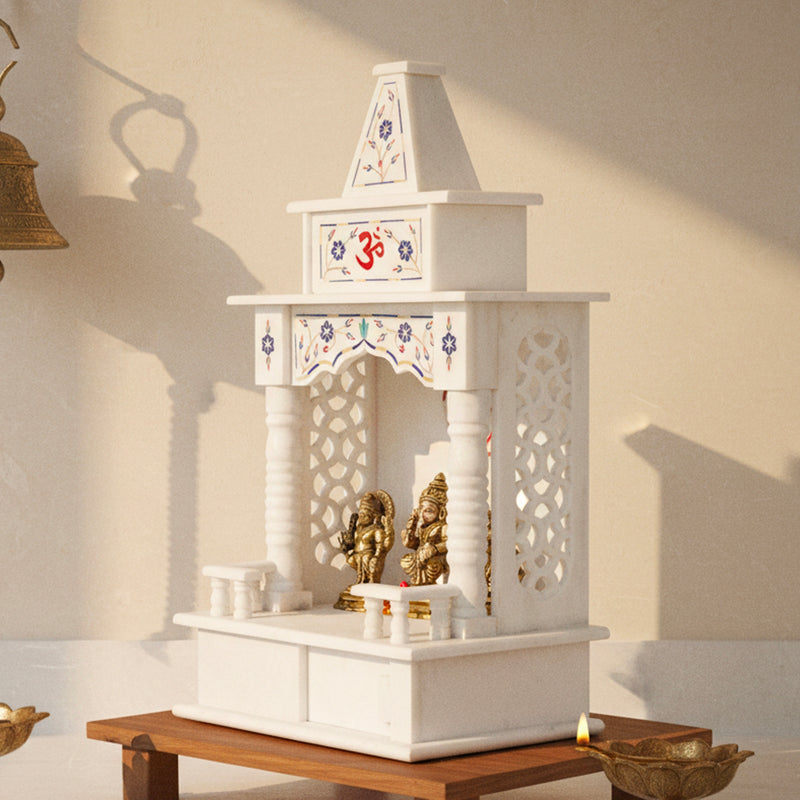 Marble Temple Blue Inlay(18 inches) - Handicraft Bazaar