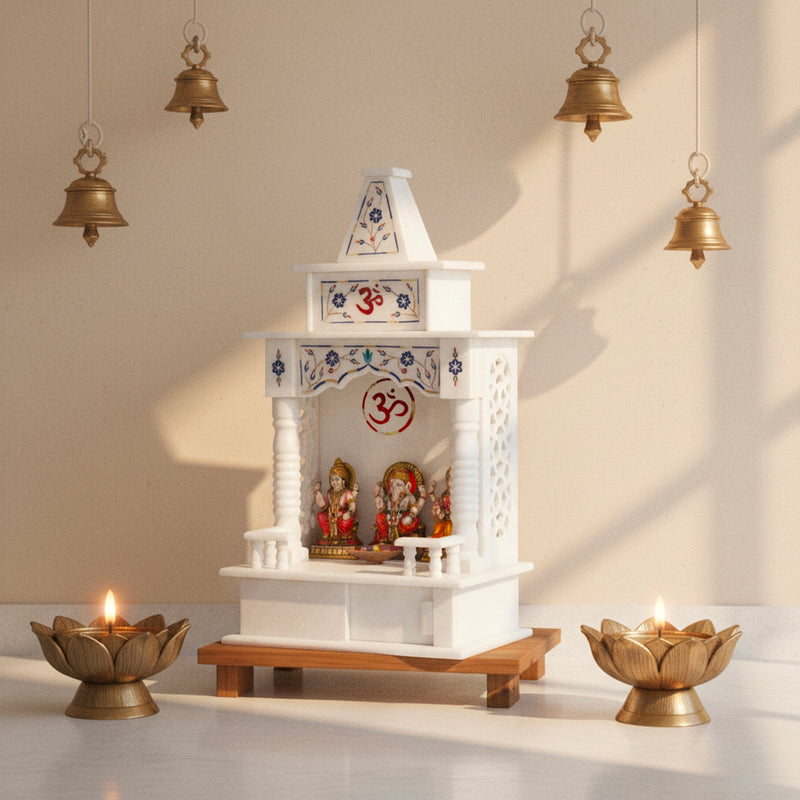 Marble Temple Blue Inlay(18 inches) - Handicraft Bazaar