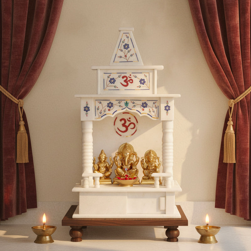 Marble Temple Blue Inlay(18 inches) - Handicraft Bazaar