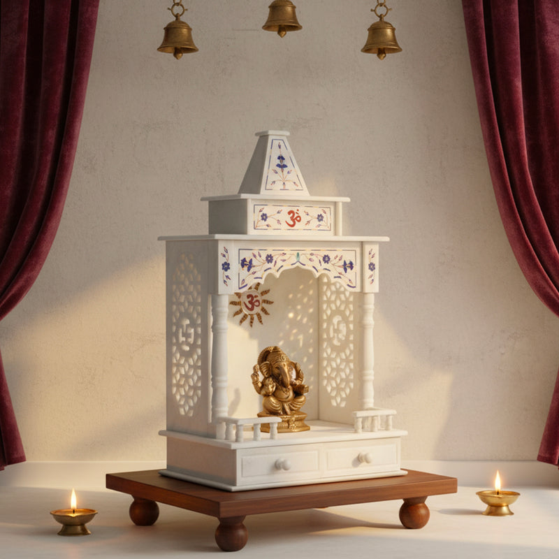 Marble Temple Blue Inlay - Handicraft Bazaar