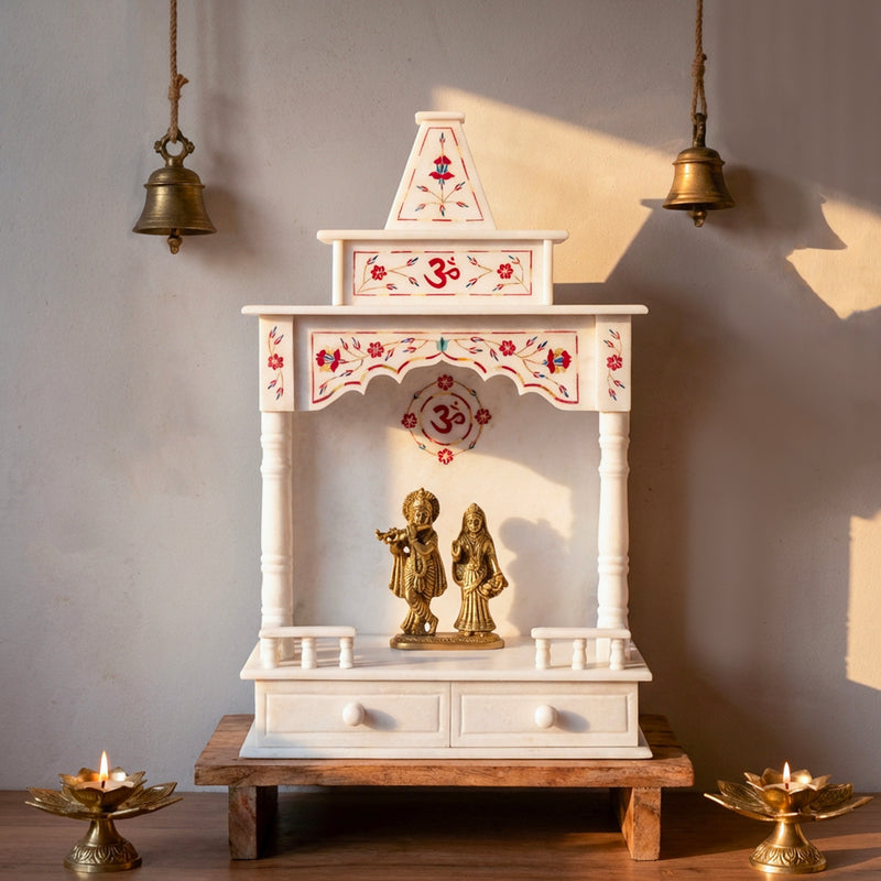 Marble Temple Red Inlay - Handicraft Bazaar