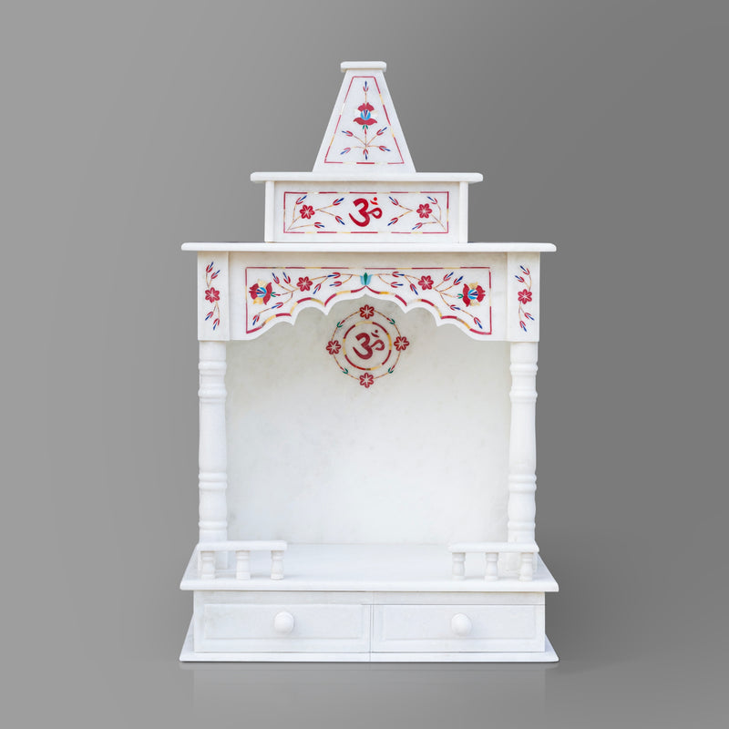 Marble Temple Red Inlay - Handicraft Bazaar
