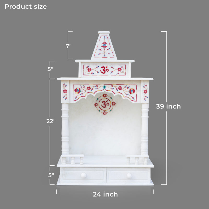 Marble Temple Red Inlay - Handicraft Bazaar