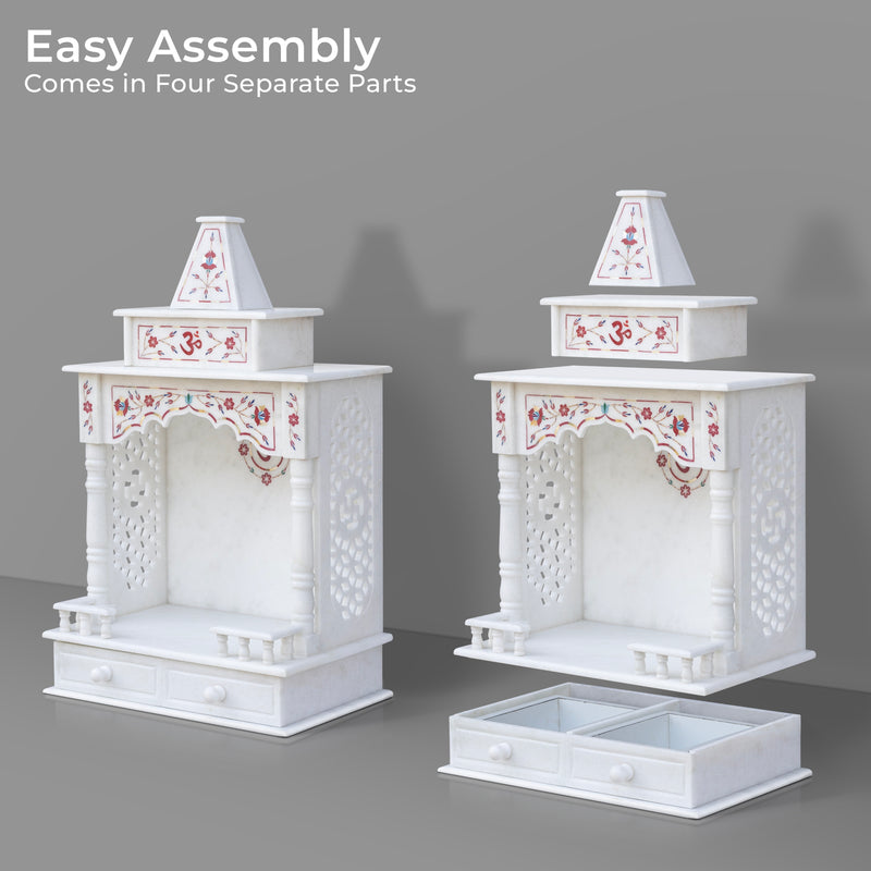 Marble Temple Red Inlay - Handicraft Bazaar