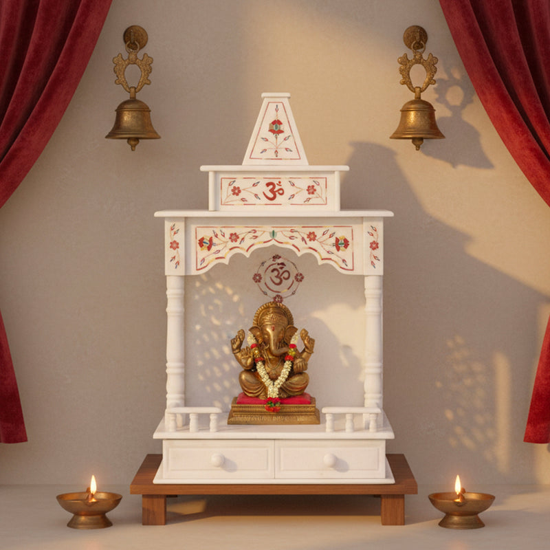 Marble Temple Red Inlay - Handicraft Bazaar