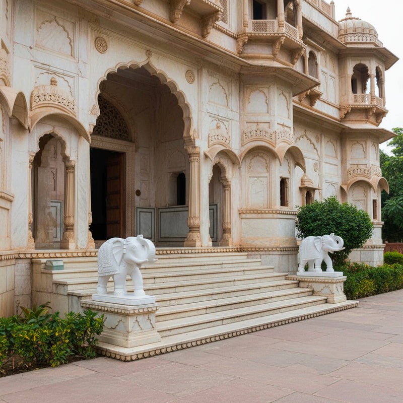 Marble Elephant Pair
