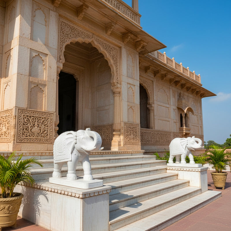 Marble Elephant Pair