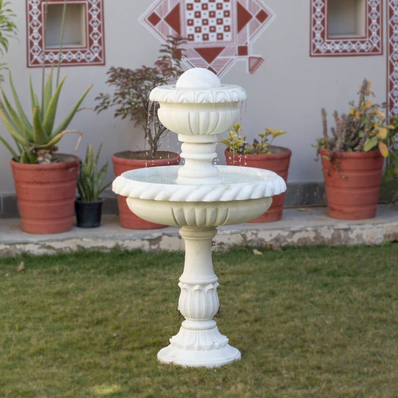 Marble Fountain, White Marble Carving - Handicraft Bazaar